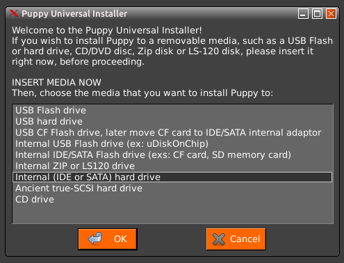 Go to the menu ( or right click on the desktop ) and start the Puppy Univeral Installer. Choose your internal hard drive.